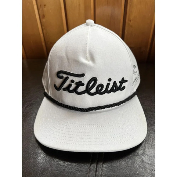 Titleist Golf Hat Rope Style Snapback Adjustable White & Black - Picture 1 of 6